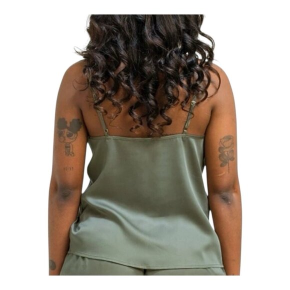 Ettitude Bamboo Moss Size XL V-Neck Adjustable Strap Sateen Sleep Camisole - Picture 2 of 8